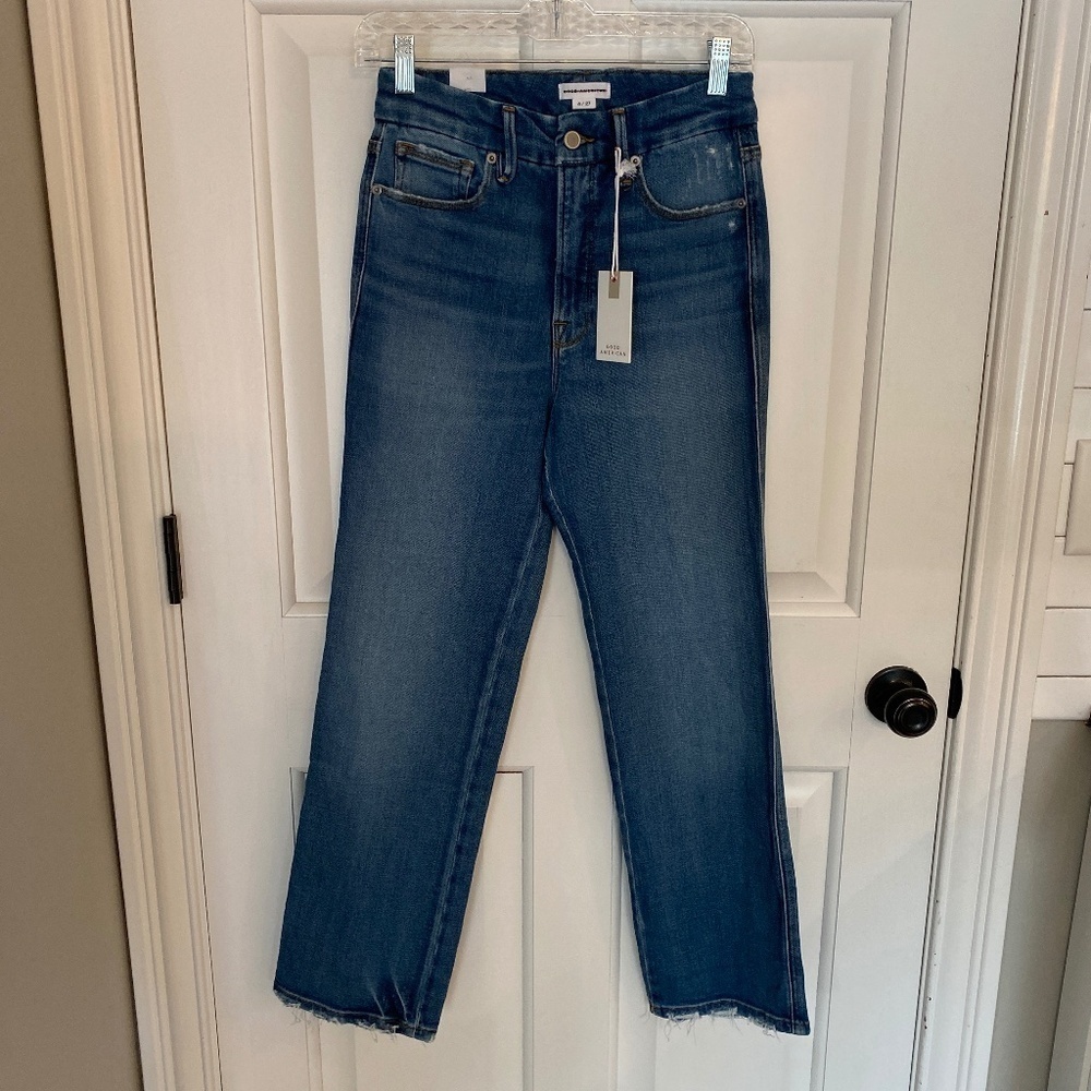 New! Good American Good Curve Straight Jean in Indigo nwt 33906 - Picture 4 of 16